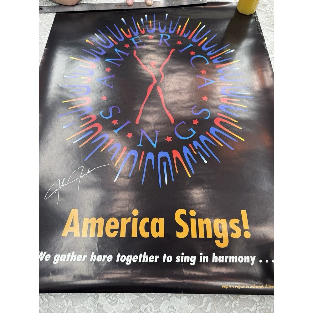 Vintage 1980s AMERICA SINGS Signed John Jacobson Poster